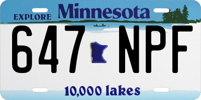MN license plate 647NPF