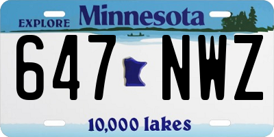 MN license plate 647NWZ