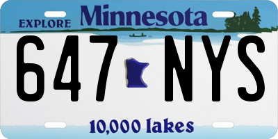 MN license plate 647NYS