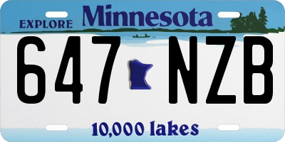 MN license plate 647NZB