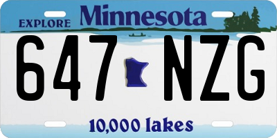 MN license plate 647NZG