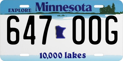 MN license plate 647OOG