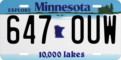 MN license plate 647OUW
