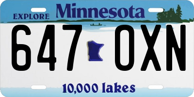 MN license plate 647OXN