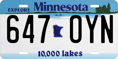 MN license plate 647OYN