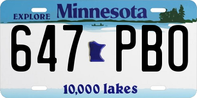 MN license plate 647PBO
