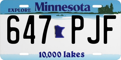 MN license plate 647PJF