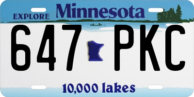 MN license plate 647PKC