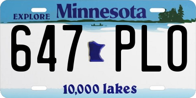 MN license plate 647PLO