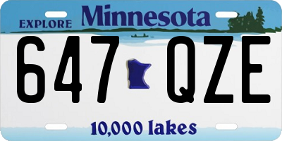 MN license plate 647QZE