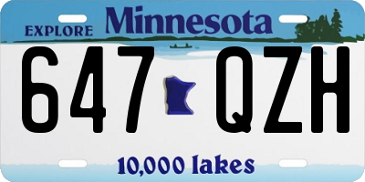 MN license plate 647QZH
