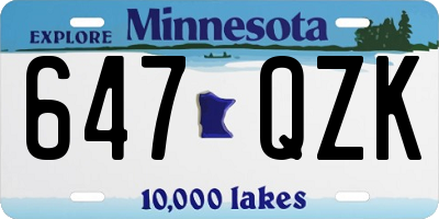 MN license plate 647QZK