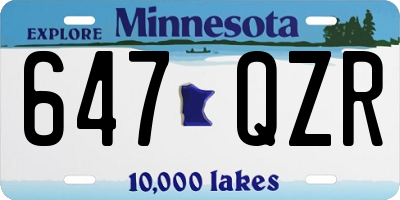 MN license plate 647QZR