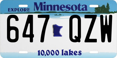 MN license plate 647QZW
