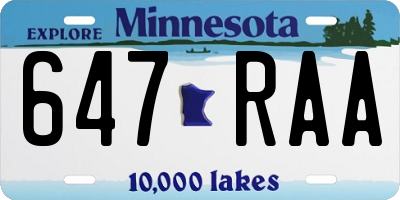 MN license plate 647RAA