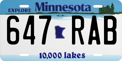 MN license plate 647RAB
