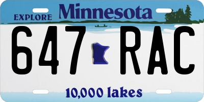MN license plate 647RAC