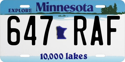 MN license plate 647RAF