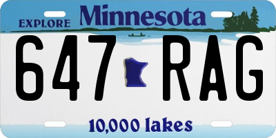 MN license plate 647RAG