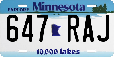 MN license plate 647RAJ