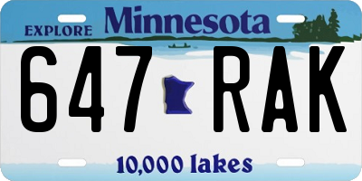 MN license plate 647RAK