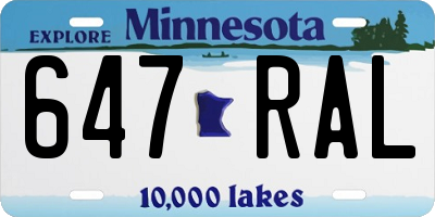 MN license plate 647RAL