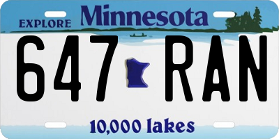 MN license plate 647RAN