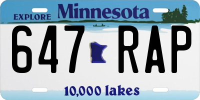 MN license plate 647RAP