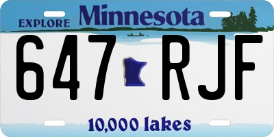 MN license plate 647RJF