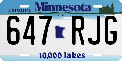 MN license plate 647RJG