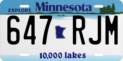MN license plate 647RJM