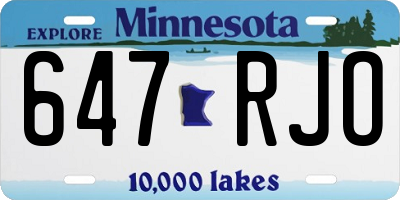 MN license plate 647RJO