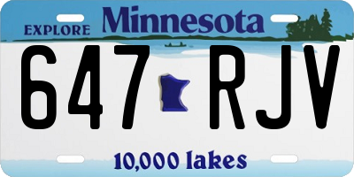 MN license plate 647RJV