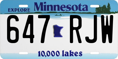MN license plate 647RJW