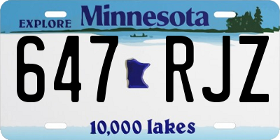 MN license plate 647RJZ