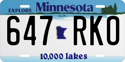 MN license plate 647RKO
