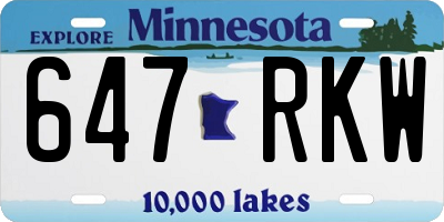 MN license plate 647RKW