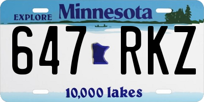 MN license plate 647RKZ