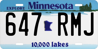 MN license plate 647RMJ