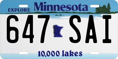 MN license plate 647SAI