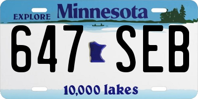 MN license plate 647SEB