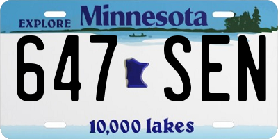 MN license plate 647SEN