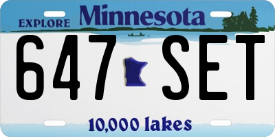MN license plate 647SET