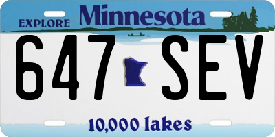 MN license plate 647SEV
