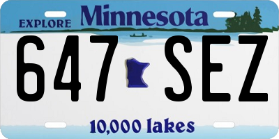 MN license plate 647SEZ