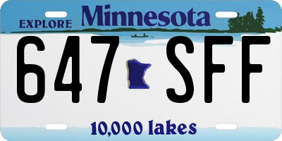 MN license plate 647SFF