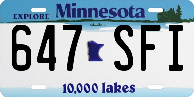 MN license plate 647SFI