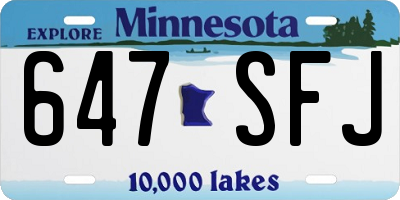 MN license plate 647SFJ