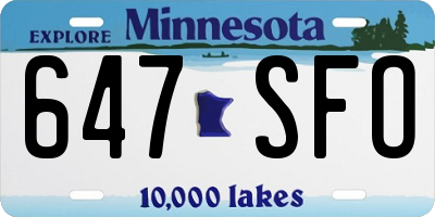 MN license plate 647SFO