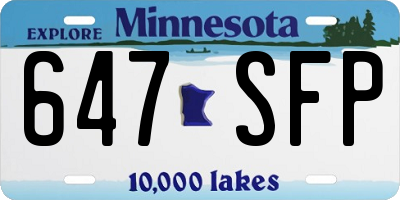 MN license plate 647SFP